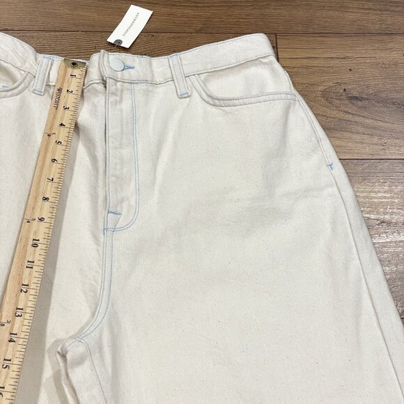 Triarchy Jeans Women 31 Ms Hart Petal Hem High Rise Straight Leg Denim Cream NWT - Picture 14 of 15